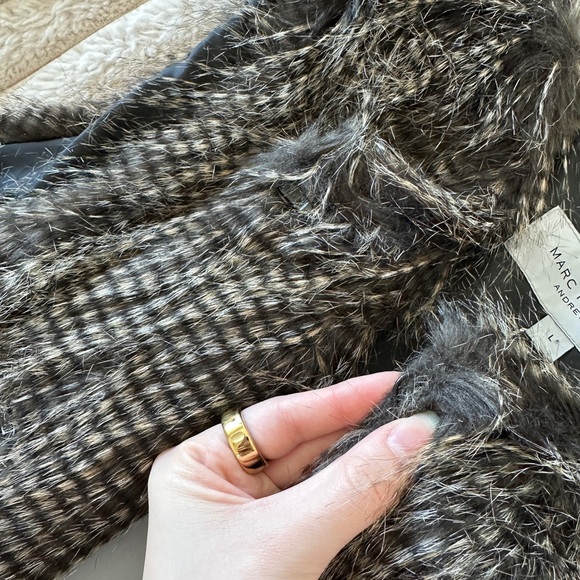 NWT Andrew Marc New York Faux Fur Vest - Grey & Brown - Picture 6 of 15